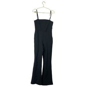 Shoe Dazzle Jumpsuit Womans M Black Sleeveless Wide Leg Party Career Casual‎